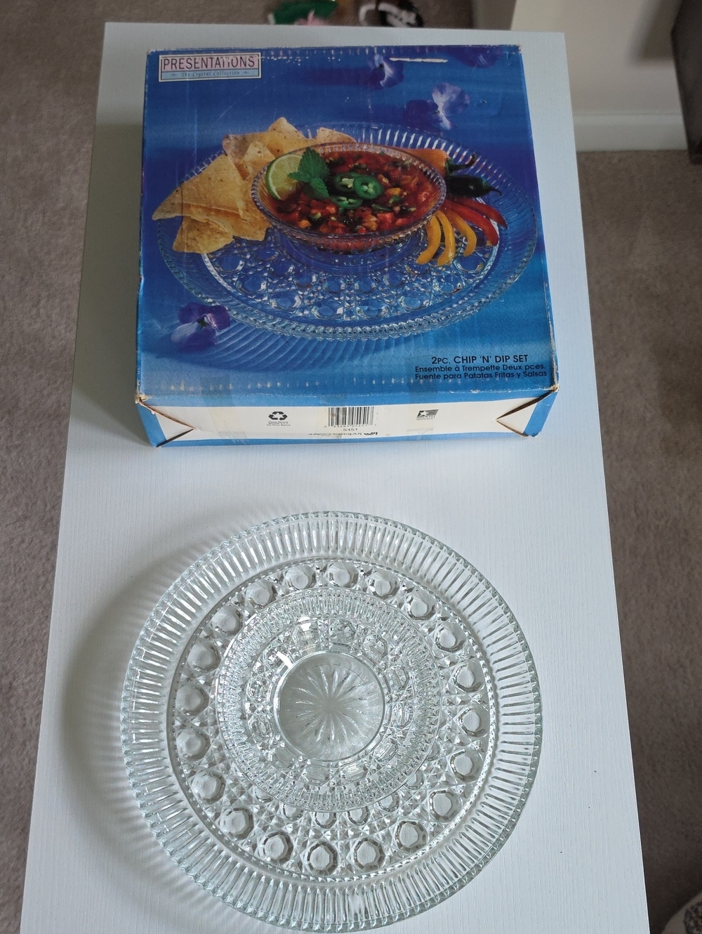 Indiana Glass Clear Glass Chip and Dip Serving Set